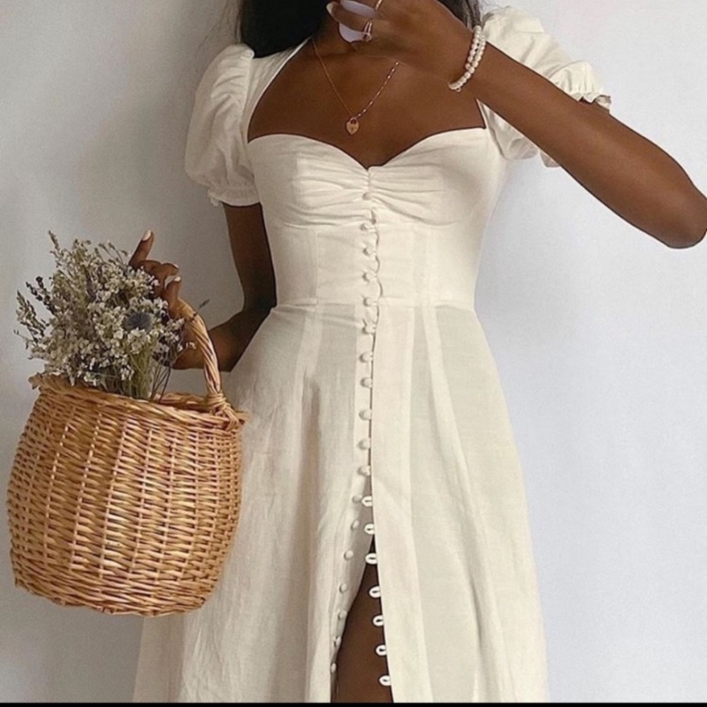 House of CB Cream Midi Dress